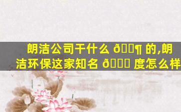 朗洁公司干什么 🐶 的,朗洁环保这家知名 🕊 度怎么样